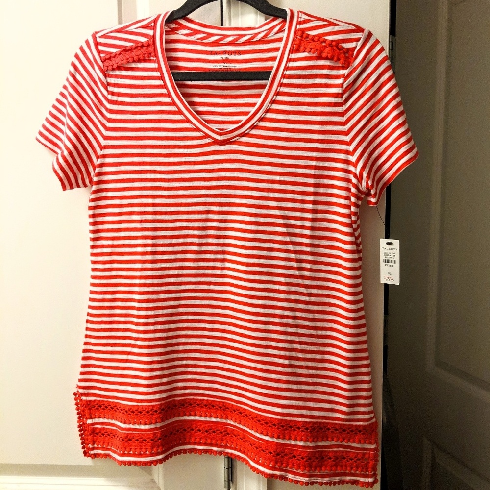 NWT Talbots - Red Stiped Tee